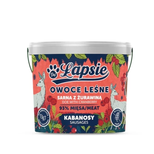 ŁAPSIE Miesno owocowe kabanosy Sarna z żurawiną, 160 g