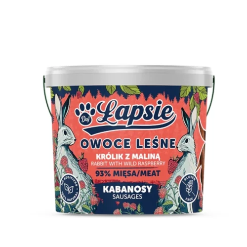 ŁAPSIE Mięsno owocowe kabanosy Królik z malinami, 160 g