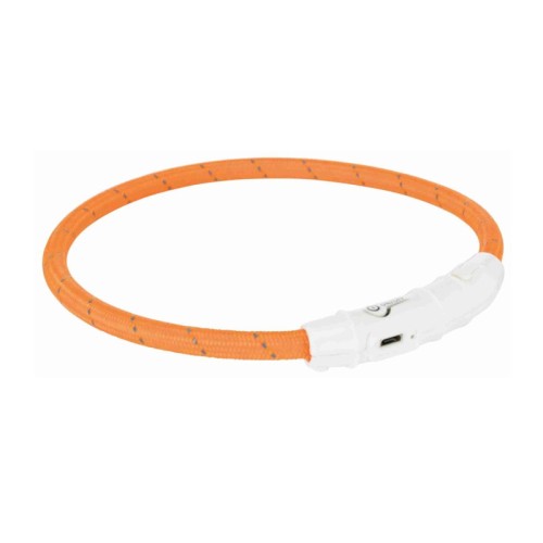 TRIXIE Opaska świecąca z lampą błyskową, pomarańczowa, XS–S: 35 cm/o 7 mm