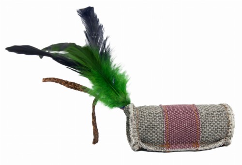Barry King walec z piórkiem i sznurkiem z trawy z mocnego materiału szary/brązowy 4 x 9,5cm