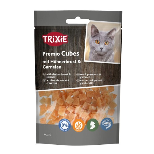TRIXIE Premio Cubes pierś z kurczaka z krewetkami dla kota, 50g
