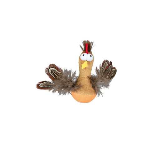TRIXIE Zabawka Kurczak z piórkami i dźwiękiem, 10 cm