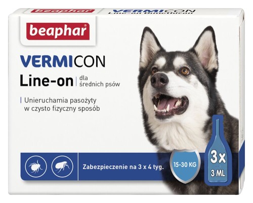 BEAPHAR Vermicon Krople na kleszcze i pchły dla Psów M, 3 pipety