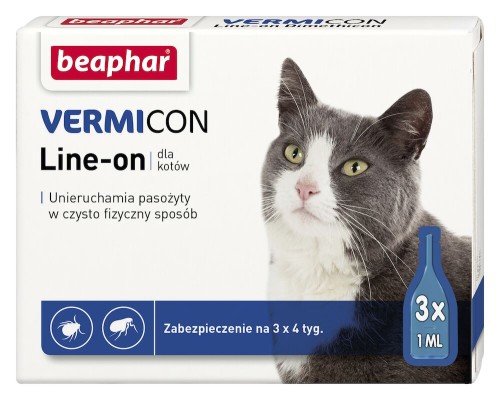 BEAPHAR Vermicon Krople na kleszcze i pchły dla Kota, 3 pipety