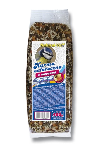 NATURAL-VIT Karma dla dzikich ptaków z Owocami, 400 g