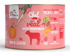 SYTA MICHA Karma Mokra CHEF Junior Cielęcina z warzywami 200g