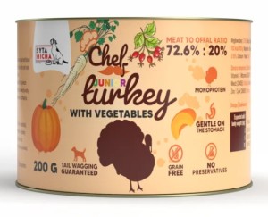 SYTA MICHA Karma Mokra CHEF Junior Indyk z warzywami 200g