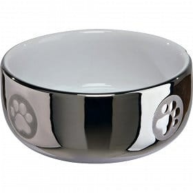 TRIXIE Miska dla kota, ceramiczna, 0.3 l/ř 11 cm, srebrno/biała