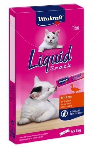 VITAKRAFT CAT LIQUID SNACK Kaczka i betaglukan, 6 szt