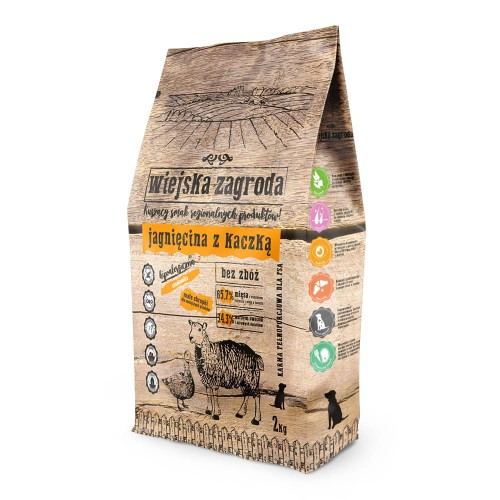 WIEJSKA ZAGRODA Jagnięcina z kaczką dla psów dorosłych małych ras, 2 kg