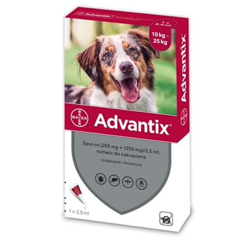 ELANCO ADVANTIX Krople na pchły i kleszcze dla psów 10-25 kg - 4 Pipety
