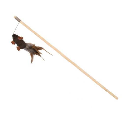 TRIXIE Wędka mysz z piórami ciemny brąz, 50 cm