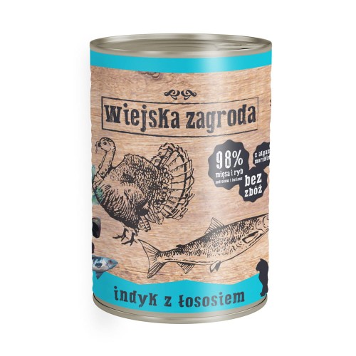 WIEJSKA ZAGRODA Indyk z łososiem dla kota 400 g