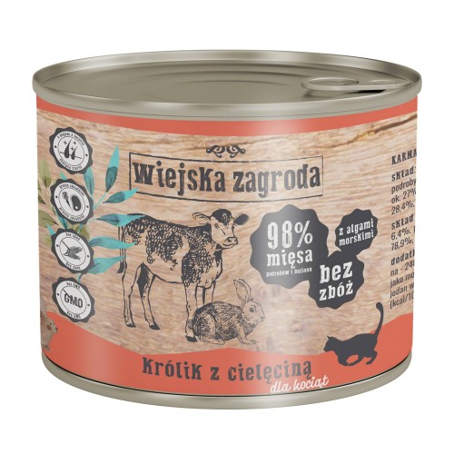 WIEJSKA ZAGRODA Królik z cielęciną dla kota 200 g