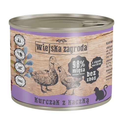 WIEJSKA ZAGRODA Kurczak z kaczką dla kota 200 g