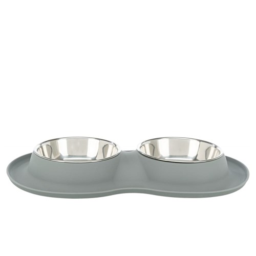 TRIXIE Zestaw misek dla psa i kota z silikonową podkładką 2 × 0.4 l/o 14 cm, 32 × 6 × 17 cm