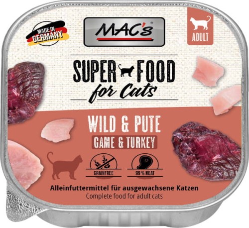 MAC'S Cat Dziczyzna i indyk - Mokra karma dla kota, tacka 100 g