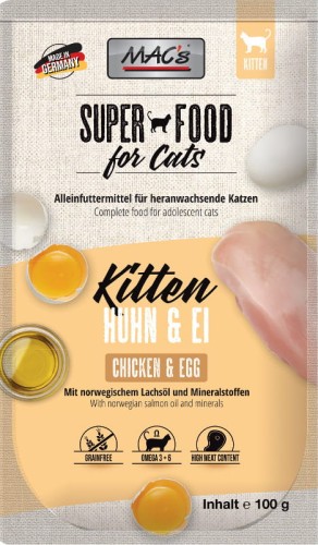 MAC'S Cat Kitten Kurczak, jajko - Saszetka dla kota, 100g