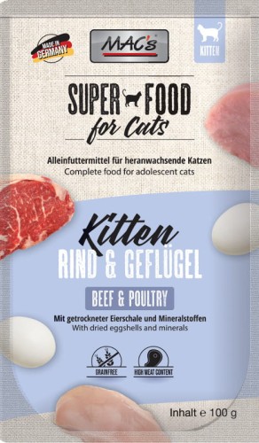 MAC'S Cat Kitten Wołowina i drób - Saszetka dla kota, 100g