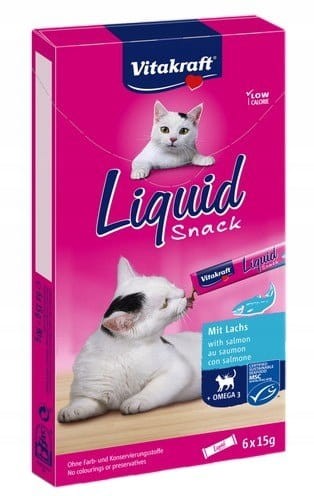 VITAKRAFT CAT LIQUID SNACK Łosoś i kwasy Omega, 6 szt