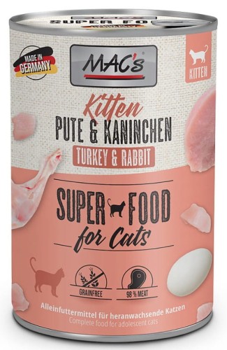 MAC'S Kitten Indyk i królik - Mokra karma dla kociąt, 400 g