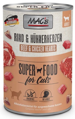 MAC'S Cat Wołowina i kurze serca - Mokra karma dla kota, 400 g