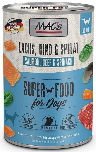MAC'S Dog Łosoś i szpinak - Mokra karma dla psa, 400 g