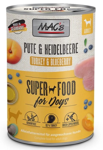 MAC'S Dog Indyk i borówka - Mokra karma dla psa, 400 g