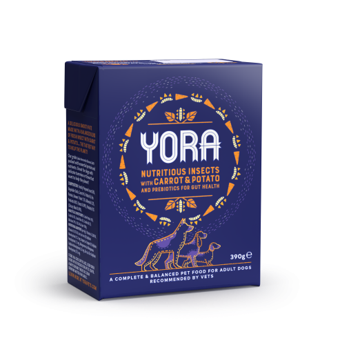 YORA Mono Insekty z marchewka i ziemniakami, mokra karma dla psów z insektami, 390g