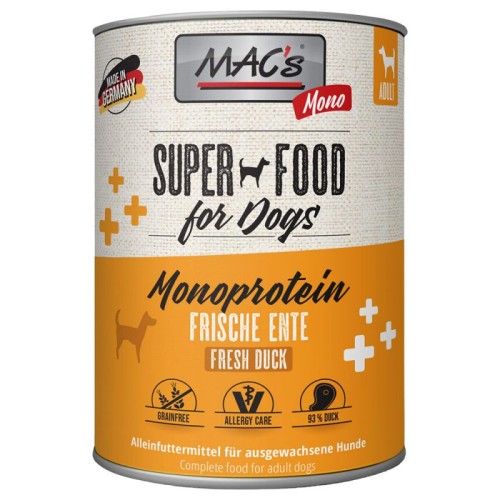 MAC'S Dog Mono Kaczka - Mokra karma dla psa monobiałkowa, 400 g