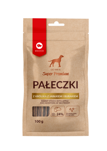 MACED Pałeczki królik z jabłkiem i burakiem dla psa, 100g
