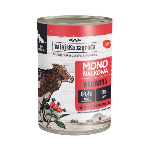 WIEJSKA ZAGRODA Wołowina mokra karma mono dla psa, 400 g