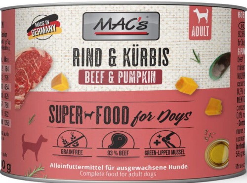 MAC'S Dog Wołowina i dynia - Mokra karma dla psa, 200 g