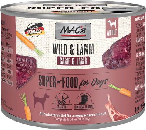 MAC'S Dog Dziczyzna i jagnięcina - Mokra karma dla psa, 200 g